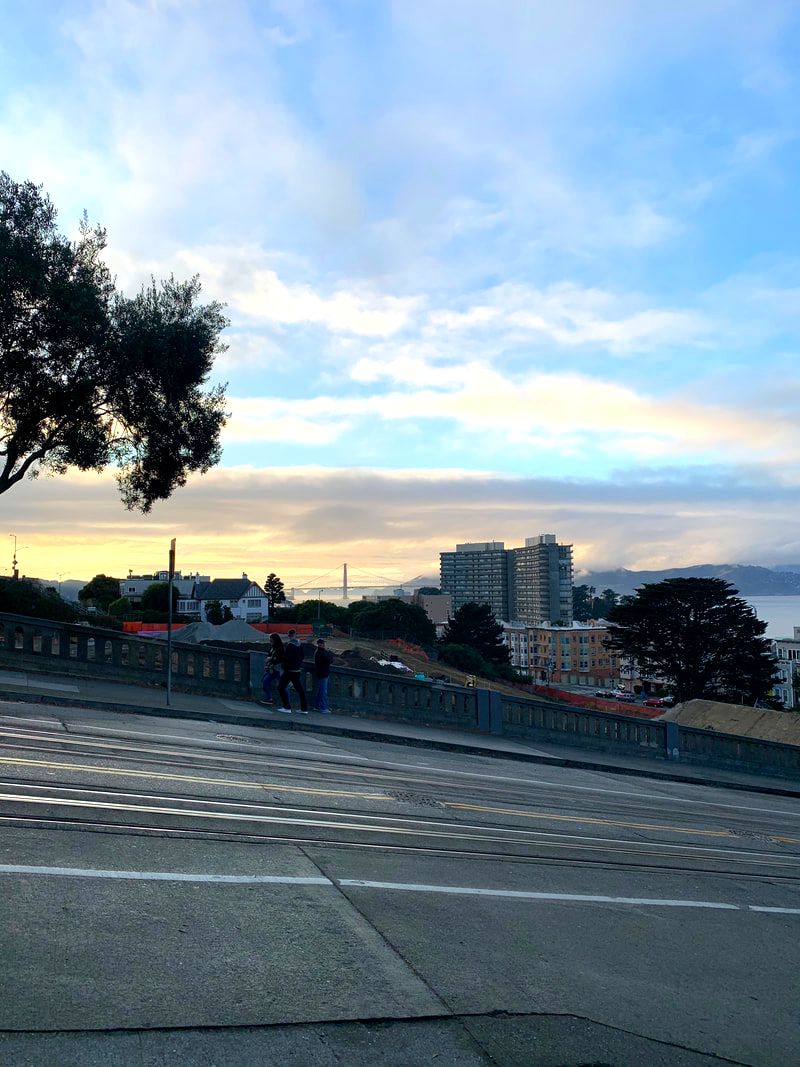 View of the Golden Gate Bridge from Hyde Street, San Francisco. A Self-Guided Walking Tour of San Francisco