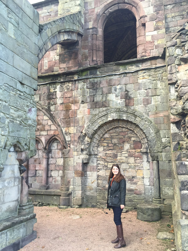 Stone walls of Holyrood Abbey, Edinburgh, Scotland