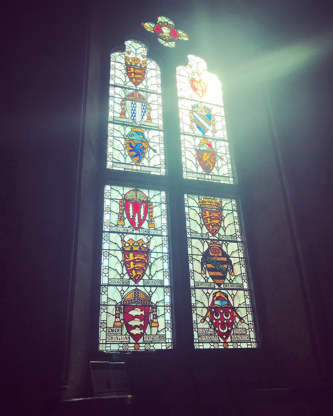 Stained glass at Winchester Castle Great Hall