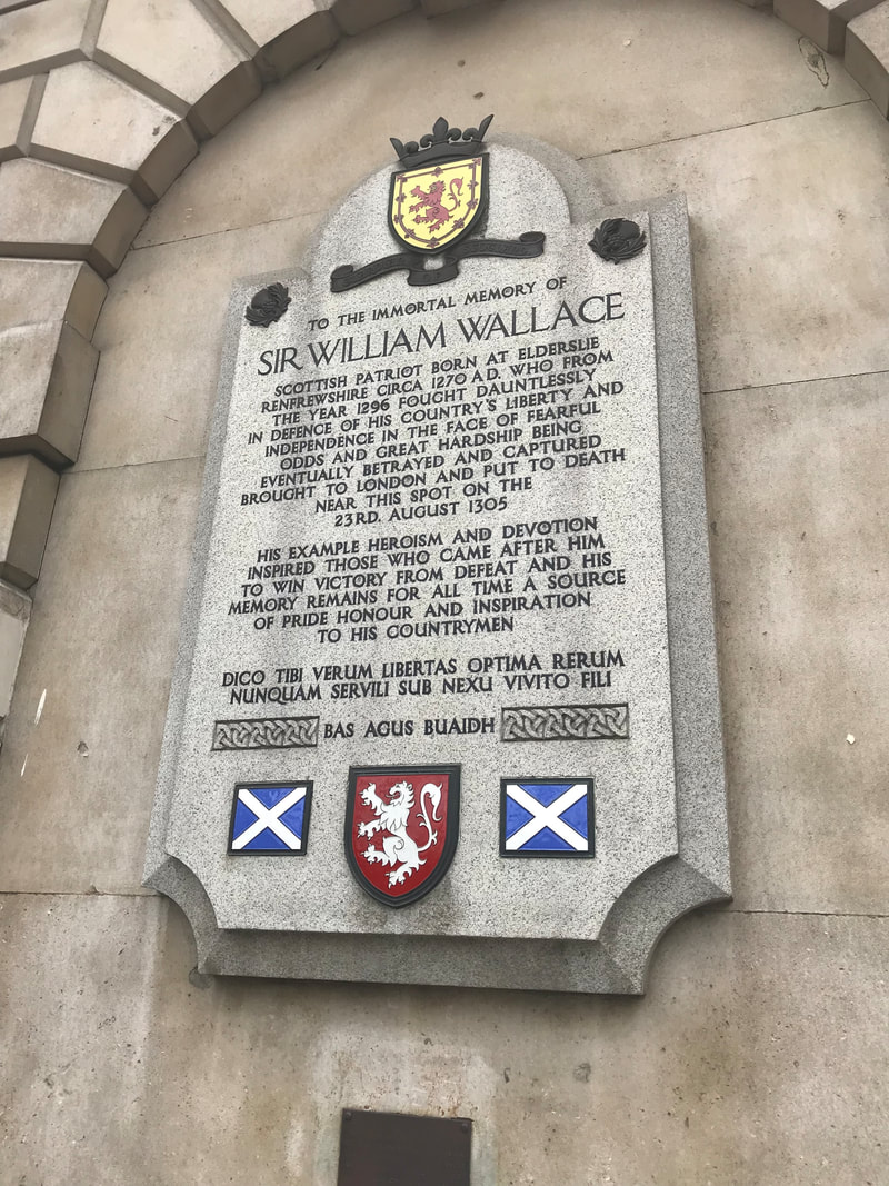 Plaque to William Wallace near St. Bart's Hospital, London