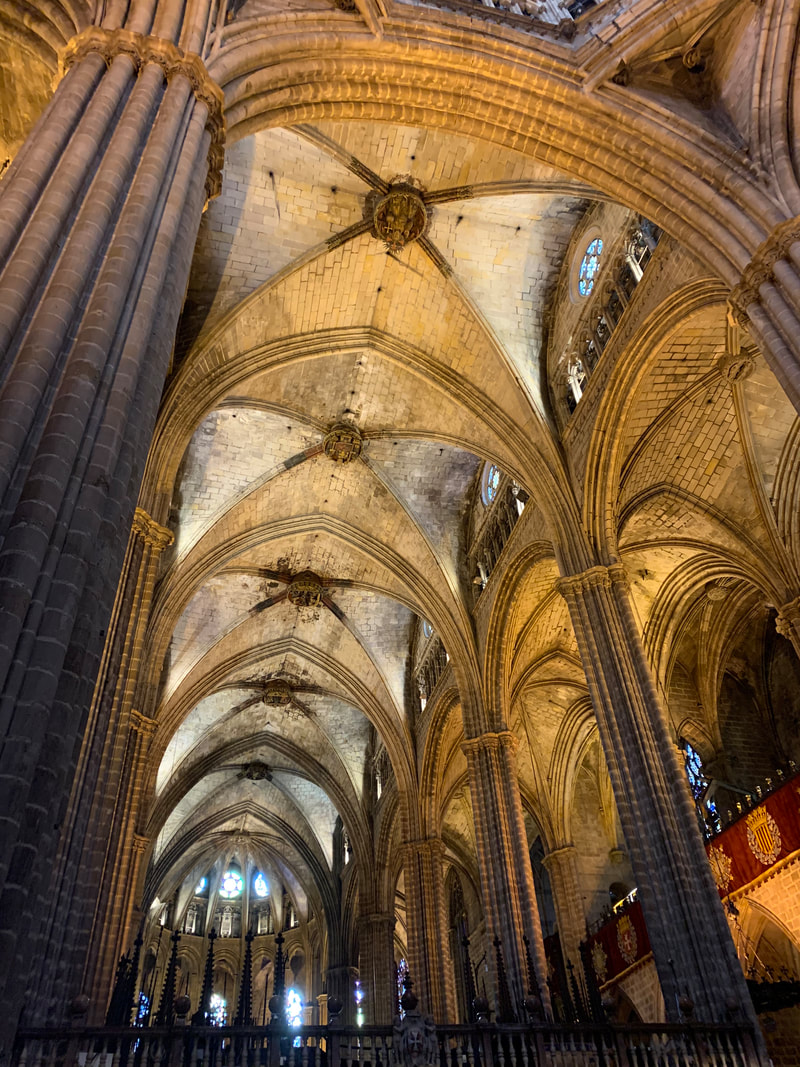Gothic nave, Barcelona Cathedral, Barcelona, Spain.