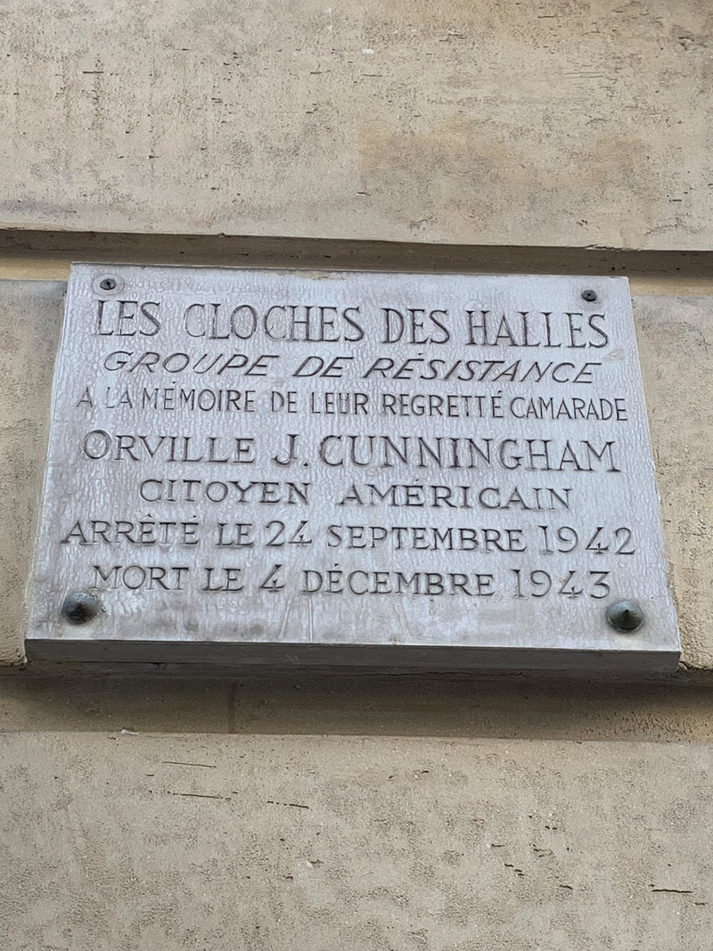 Plaque commemorating the death of Resistance fighter, Orville Cunningham