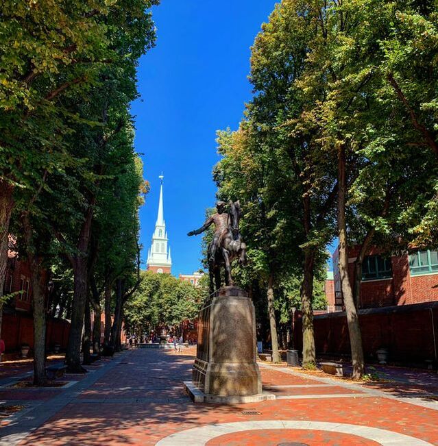 Statue of Paul Revere and the Old North Church, Boston's Freedom Trail