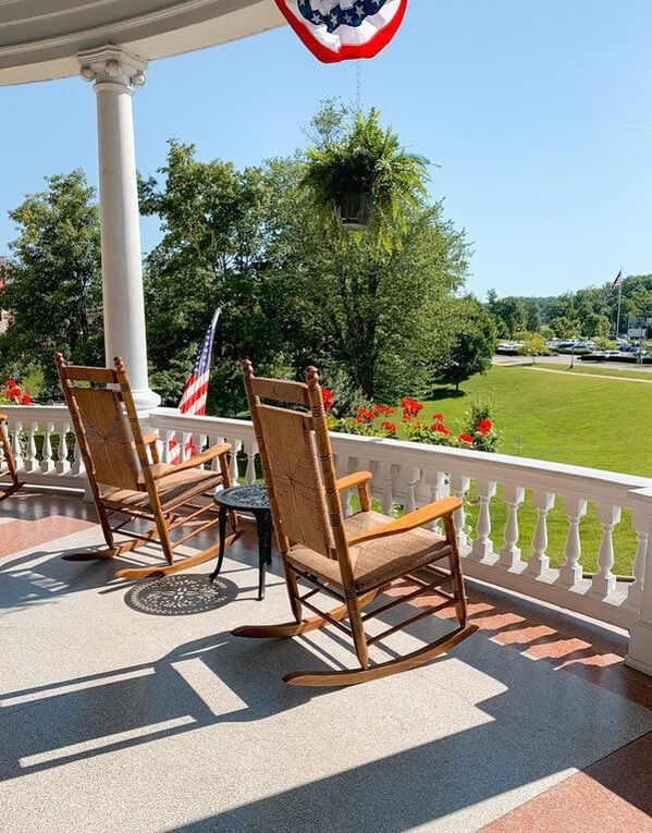 Porch at French Lick Resort. Romantic Couples Getaway in Indiana