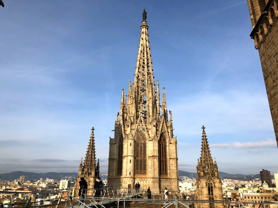 Rooftop view at Barcelona Cathedral, Barcelona, Spain.
