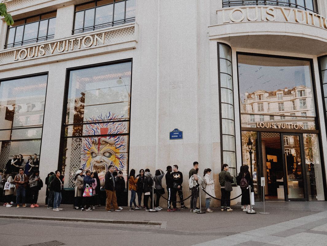 Lines outside the Louis Vuitton store