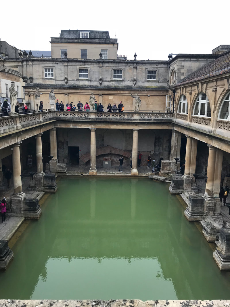 Interior of the Roman Baths, Bath, England. A Day Trip to Bath from London.